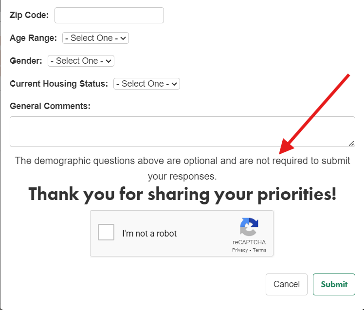Balancing Act Prioritization entry exit questions exit modal preview - screenshot