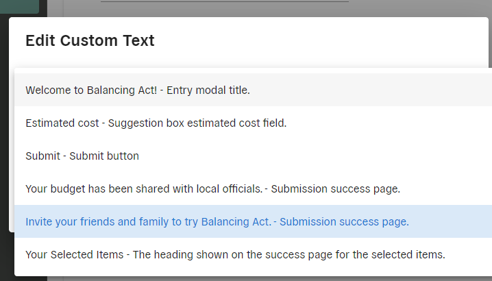 Balancing Act Prioritize text customizations modal 2 - screenshot