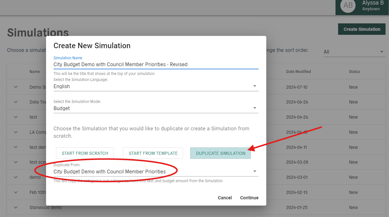 Balancing Act Simulation duplicate after activation - screenshot