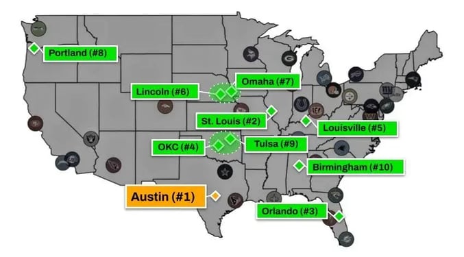 Polco Data Analysis - Cities That Should Have NFL Teams - Map