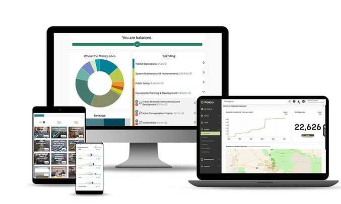 Polco Platform - Rethinking Budgeting Tools - screenshots in various devices