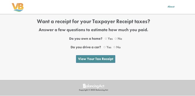 Taxpayer receipt intro screen