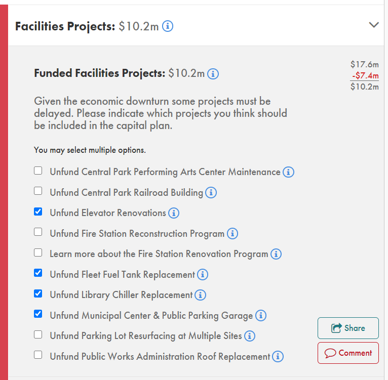 Balancing Act scenario question with multiple options preview - screenshot
