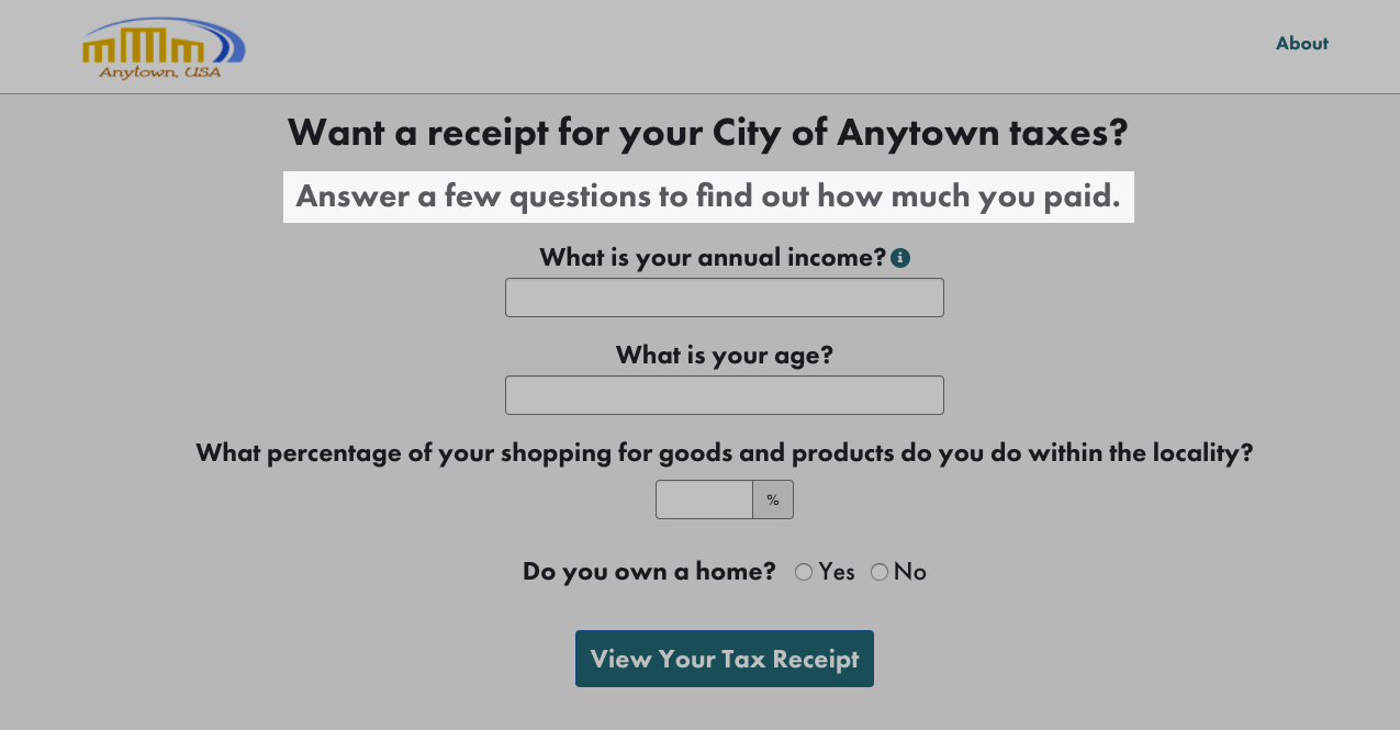 Balancing Act create taxpayer receipt answer questions - screenshot