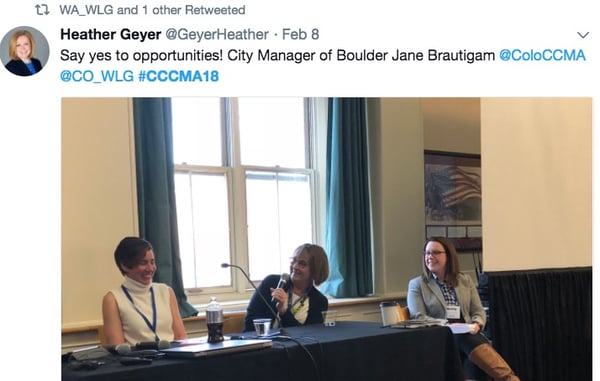 CCCMA 2018 Tweet by Heather Geyer of CO WLG Session