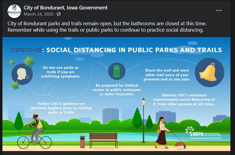 bondurant covid facebook post