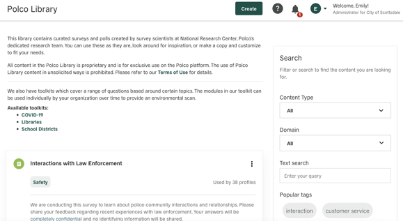 screenshot of Polco Library example