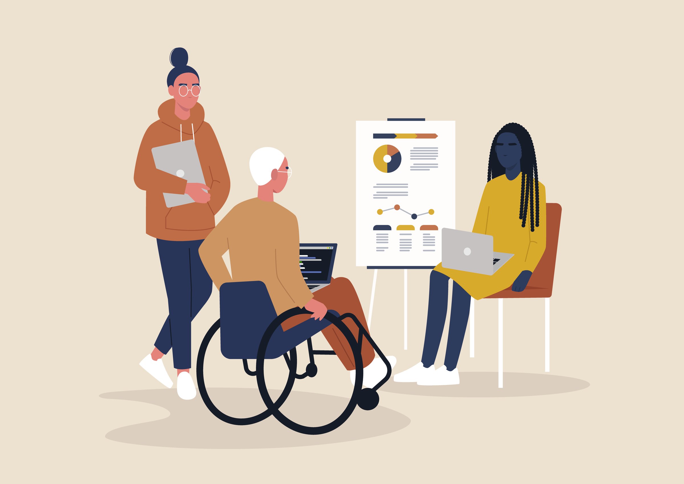 3 women working together on data visualization