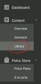 screen shot of Library button