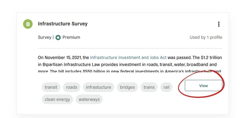 screenshot of infrastructure survey on polco library