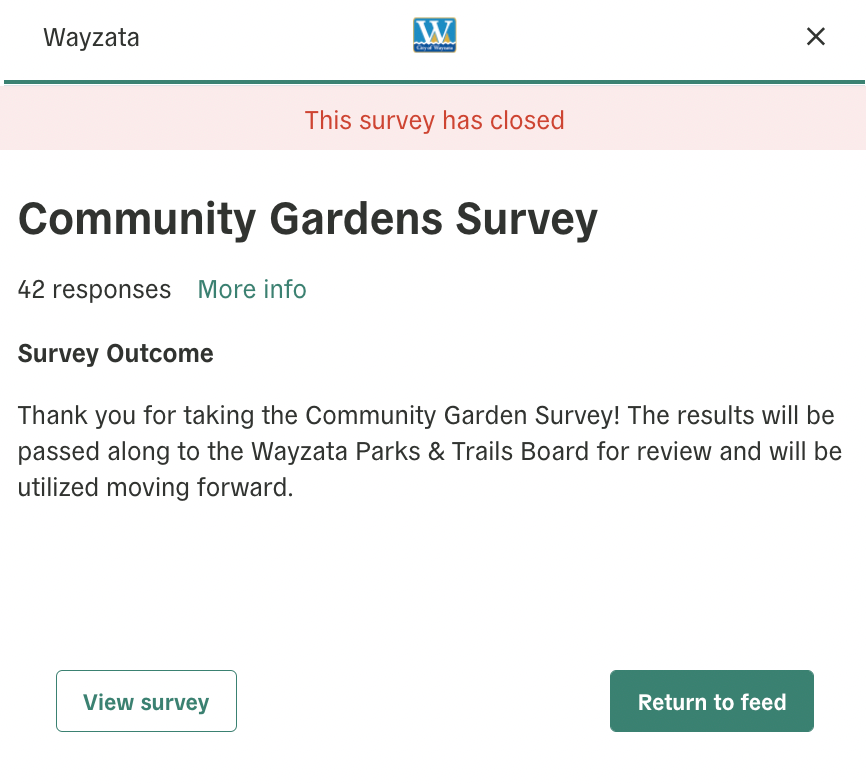 Community Gardens Survey Closed - screenshot