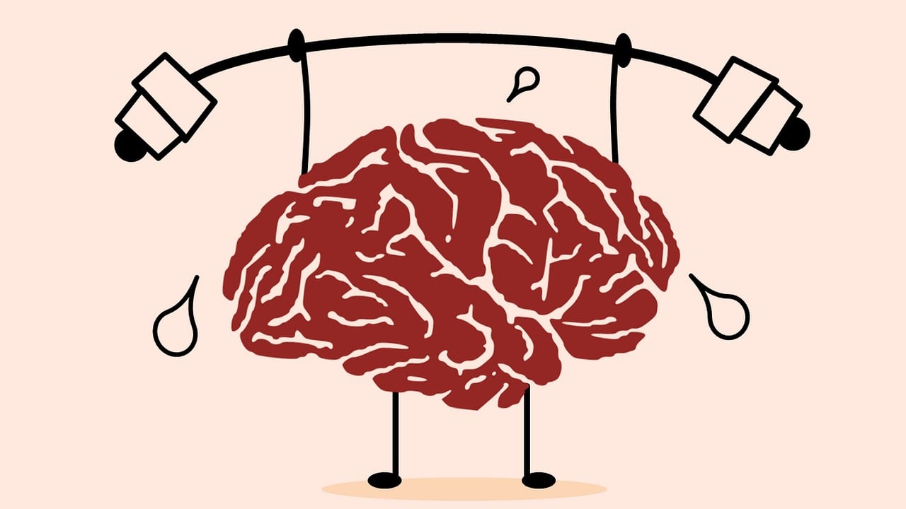 a graphic of a brain weightlifting